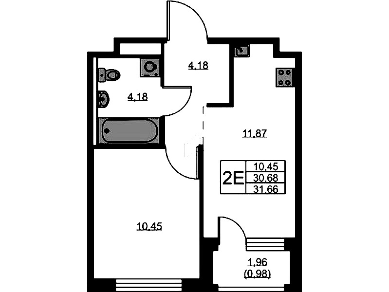 1-комнатная квартира 31.66 м², 3/9 эт., ЖК «GloraX Новоселье»